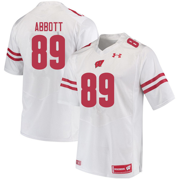 Men #89 A.J. Abbott Wisconsin Badgers College Football Jerseys Sale-White